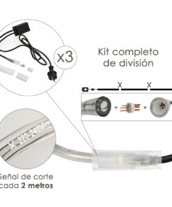 Luces Navidad Tubo Luz Blanca Fria 1200 LEDs Para Exteriores / Interiores Protección IP44 Rollo 50 Metros Con 3 Kits de división