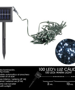 Luces Navidad Solar 100 Leds Luz Blanca Interior / Exterior (IP44)