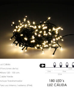 Guirnalda Luces Navidad 500 Leds Color Blanco Calido. Luz Navidad Interiores y Exteriores Ip44