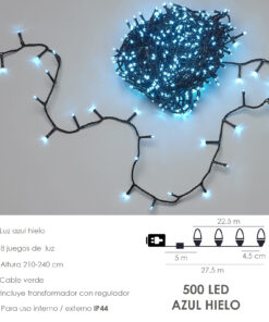 Guirnalda Luces Navidad 500 Leds Azul Hielo Uso en Interiores / Exteriores IP44