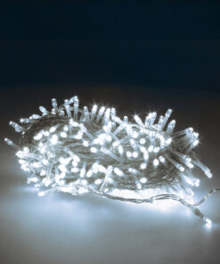 Guirnalda Luces Navidad 300 Leds Color Blanco Frio Luz Navidad Interiores y Exteriores Ip44. Cable Transparente.