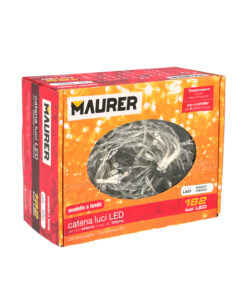 Guirnalda Luces Navidad Cortina 5x1 Metros 182 Leds Blanco Frio. Luz Navidad Interiores y Exteriores Ip44. Cable Transparente