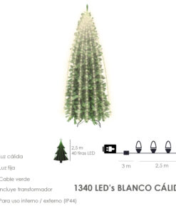 Guinalda Luces Navidad 1340 Leds Cascada Cubrearbol Blanco Calido. Ip44. Luz Navidad Interiores y Exteriores