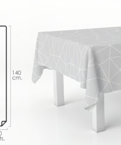 Mantel Hule Rectangular Geometrico Gris. Impermeable Antimanchas PVC 140 cm. x 20 metros. Rollo Recortable. Interior y Exterior