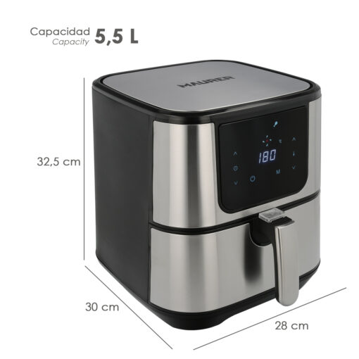 Freidora Sin Aceite 1800 W. Capacidad 5.5 litros. Air Fryer 7 Programas Freidora Aire Caliente