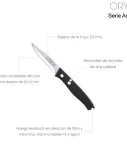 Cuchillo Aspen Mondador Hoja Acero Inoxidable 8 cm. Negro