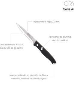 Cuchillo Aspen Patatero Hoja Acero Inoxidable 10 cm. Negro