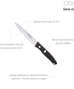 Cuchillo Aspen Cocina Hoja Acero Inoxidable 12 cm. Negro