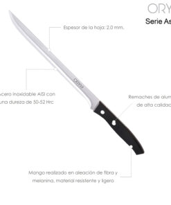 Cuchillo Aspen Jamonero Hoja Acero Inoxidable 25 cm. Negro