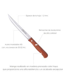 Cuchillo Montana Cocina Hoja Acero Inoxidable 13 cm. Mango Madera