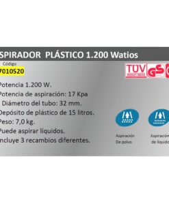 Aspirador  Yamato  Plastico 15 litros / 1200 watios