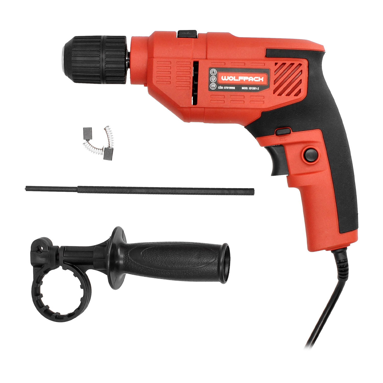 Taladro Percutor 550 Watt 13 mm. Con Variador de Velocidad. Incluye Empuñadura y Guia Metalica.