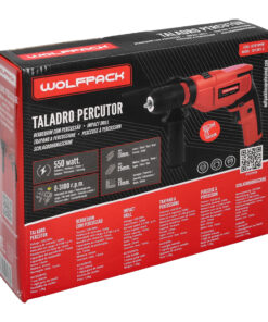 Taladro Percutor 550 Watt 13 mm. Con Variador de Velocidad. Incluye Empuñadura y Guia Metalica.