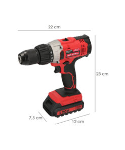 Taladro Atornillador 20 V. Con 2 Velocidades y Percutor. Bateria 2 Ah. Par Apriete 50 Nm.