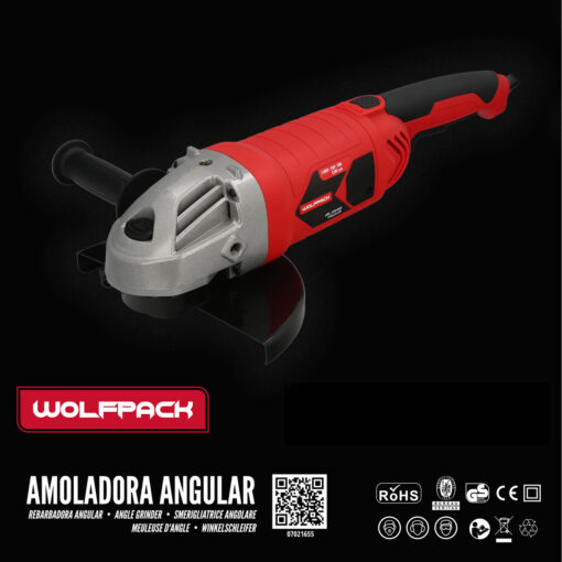 Amoladora Angular 2.400 Watt. Disco Ø 230 mm. 6.500 R.P.M. Mango 3 Posiciones Eje M14 Protector Disco Ajustable