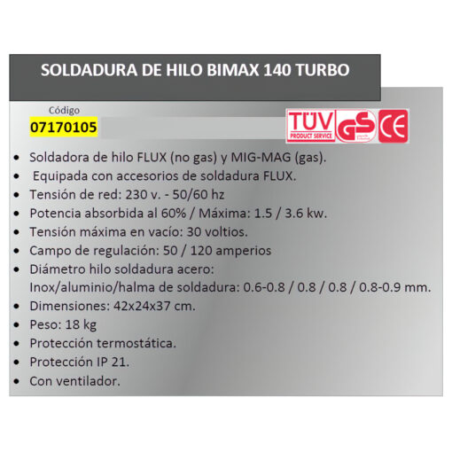 Soldadura De Hilo Bimax 140 Turbo