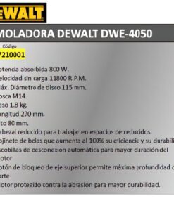 Amoladora Dewalt 800 W.     DWE 4056 QS