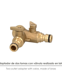 Adaptador Manguera Laton 2 tomas para Grifo 3/4