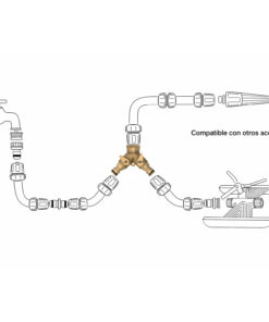 Adaptador Manguera Laton 2 tomas para Grifo 3/4