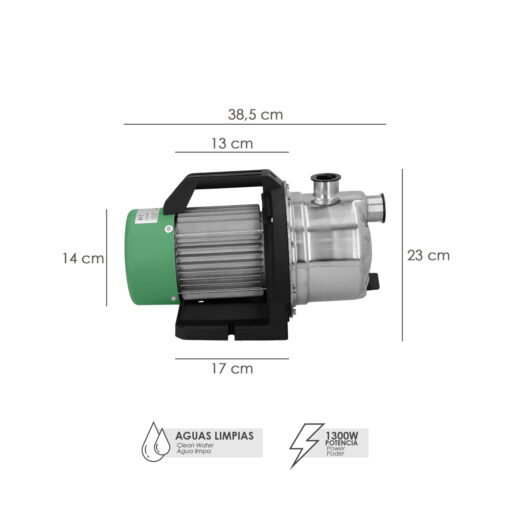 Bomba Aguas Limpias Superficie Acero Inoxidable 1.300 W. 5.000 lts/hora