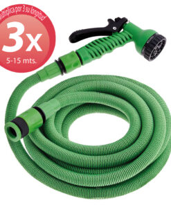 Manguera Extensible Riego Compacto 5 A 15 Metros Con Pistola 7 Posiciones