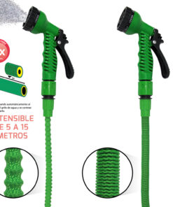 Manguera Extensible Riego Compacto 5 A 15 Metros Con Pistola 7 Posiciones