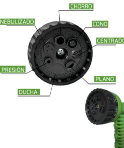 Manguera Extensible Riego Compacto 5 A 15 Metros Con Pistola 7 Posiciones