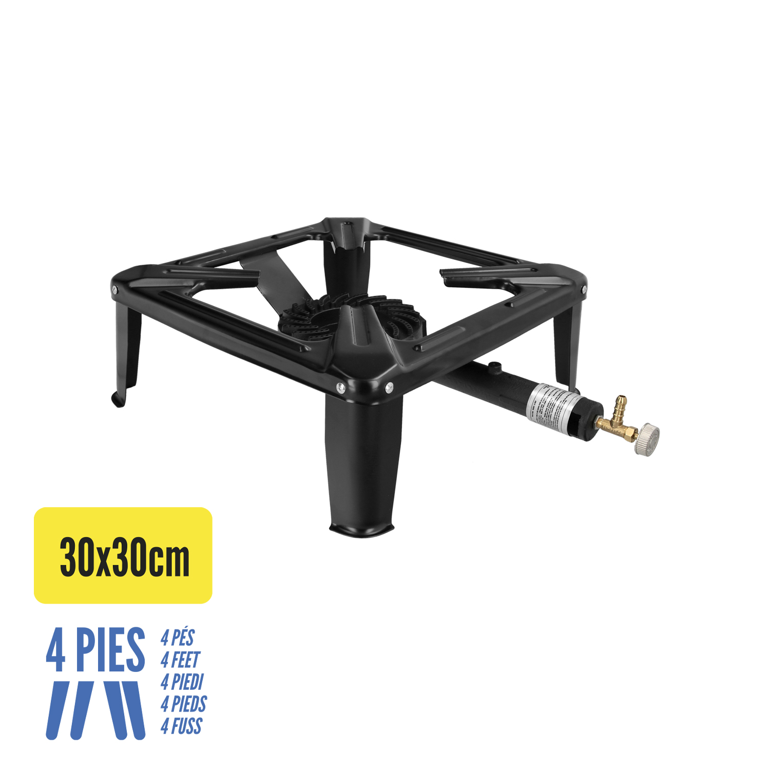 Hornillo Gas 4 Pies 30x30 cm. Potencia 4.000 Watts.