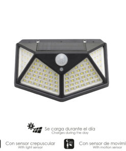 Aplique Solar Led Con Sensor De Luz y De Movimiento 270 Lumenes Ip4x Foco Led A Bateria