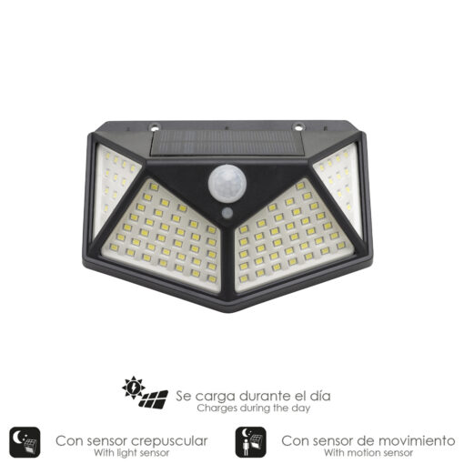 Aplique Solar Led Con Sensor De Luz y De Movimiento 270 Lumenes Ip4x Foco Led A Bateria