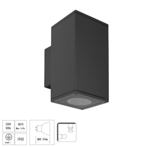 Lampara Aplique Doble GU10 IP65 Negro