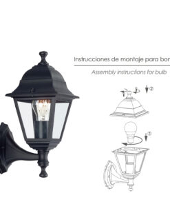 Farol Jardin Soporte Bajo Negro.