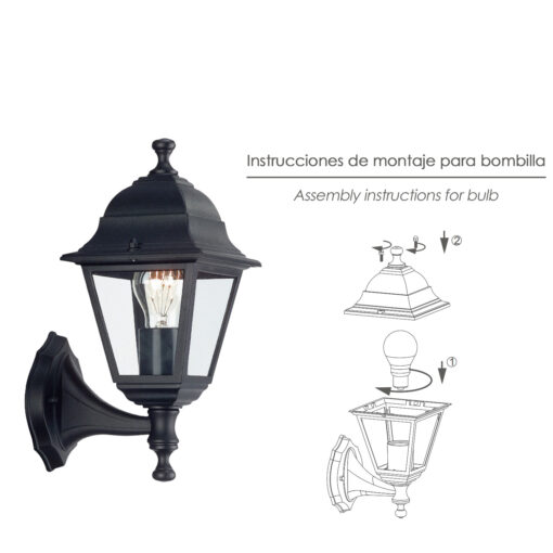 Farol Jardin Soporte Bajo Negro.