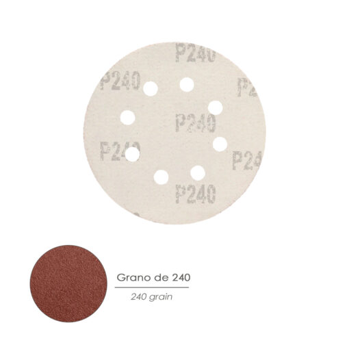 Lija recambio velcro disco Ø 125 mm. con agujeros grano 240 (10 Piezas)