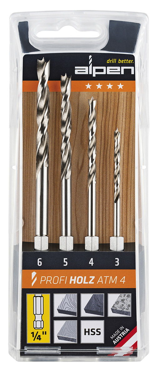 Estuche Brocas Alpen Hexagonal Madera  4 Piezas