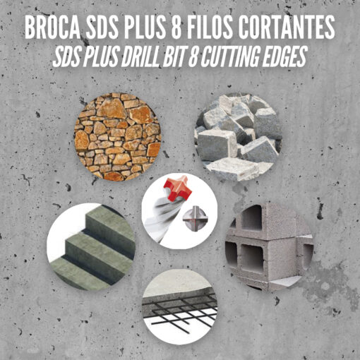 Broca Sds Plus 8 Filos Cortantes Especial Para Hormigon Armado Ø 6