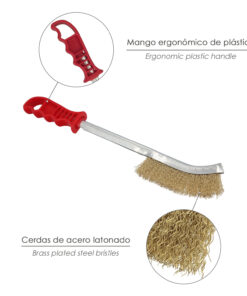 Cepillo Manual Acero Latonado Mango Rojo 34 cm.