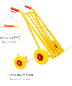 Carretilla Almacen / Sacos Con Pala Abatible Ruedas Macizas Llantas de plástico