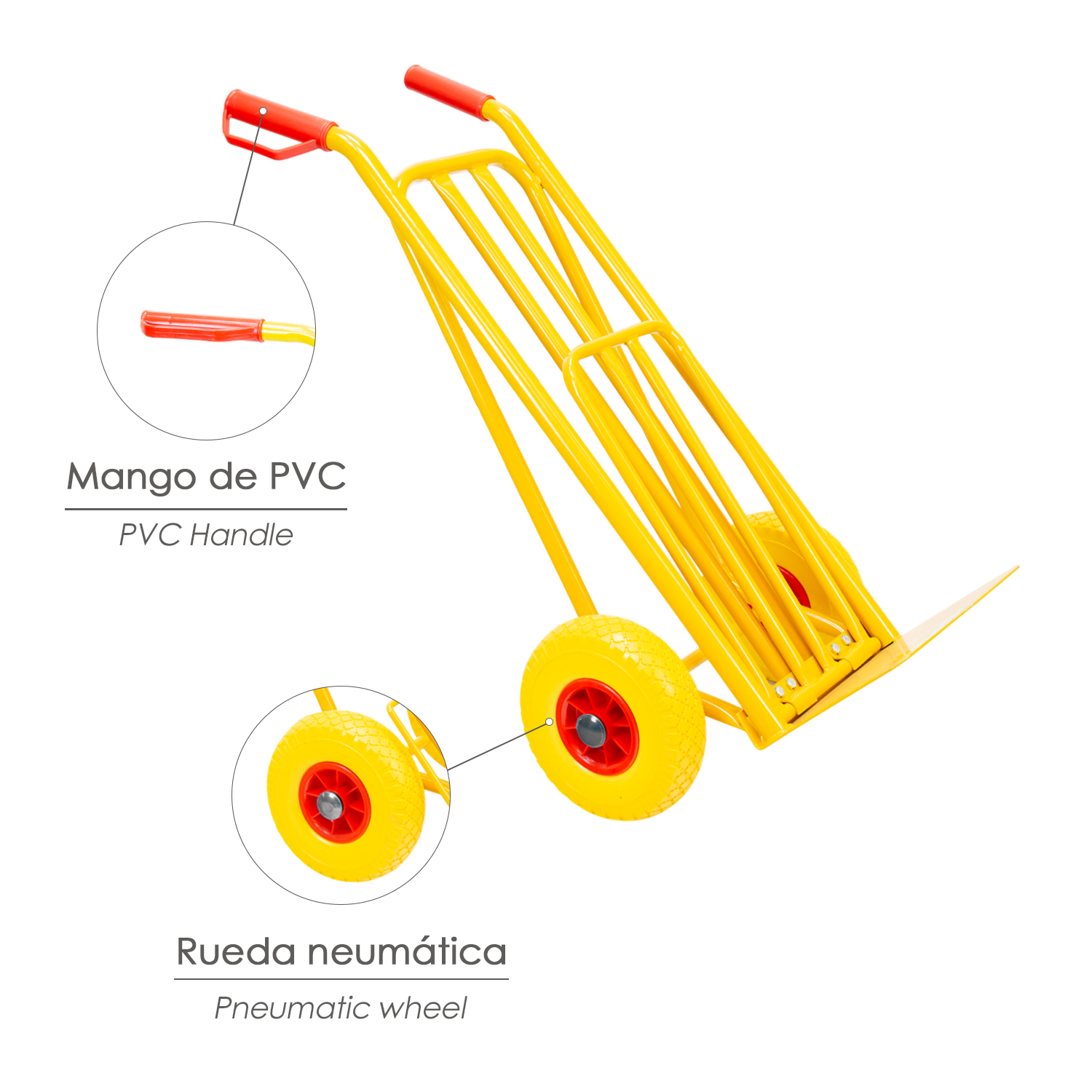 Carretilla Almacen / Sacos Con Pala Abatible Ruedas Macizas Llantas de plástico