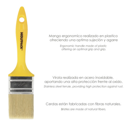 Paletina Profesional Cerda Blanca Ancho 20 mm. Cerdas Naturales Mango Plastico Ergonomico