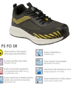 Deportiva Seguridad Maurer S1 Modelo Lusitania Antideslizante con suela y puntera antiperf Resistente a los Hidrocarburos Nº 41