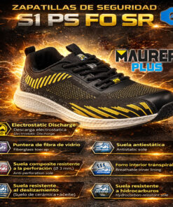 Deportiva Seguridad Maurer S1 Modelo Lusitania Antideslizante con suela y puntera antiperf Resistente a los Hidrocarburos Nº 41