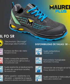 Deportiva Seg. Maurer S3L Modelo Lapis Antideslizante con suela y puntera antiperforación Resistente a los Hidrocarburos Nº 46.