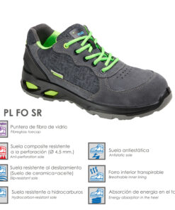 Zapatos Seguridad Maurer S1 Modelo Arlaz Antideslizante con Suela Composite y Resistencia a los Hidrocarburos. Talla 45.