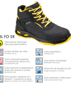 Bota Seguridad Maurer S3 Modelo Amerina Antideslizante con Suela Resistente a los Hidrocarburos. Talla 40.