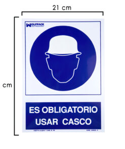 Cartel Obligatorio Usar Casco 30x21 cm.