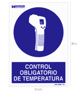 Cartel De Control Obligatorio De La Temperatura 30x21 cm.