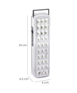 Linterna LED / Lampara De Emergencia Con enchufe / Recargable (1.200 mAh) 150 Lumenes Con Asa y Cargador De Coche