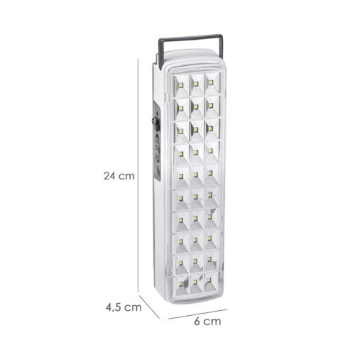 Linterna LED / Lampara De Emergencia Con enchufe / Recargable (1.200 mAh) 150 Lumenes Con Asa y Cargador De Coche