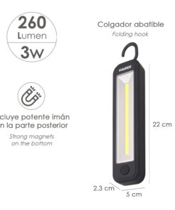 Linterna LED Profesional A Pilas (4 AA) 260 Lumenes 3 Watt. Con Iman y Colgador